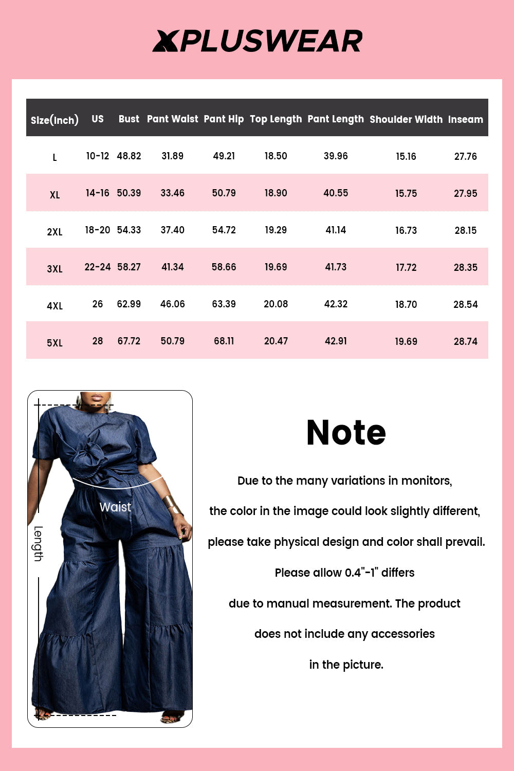 Plus Size Business Casual Blue Round Neck Short Sleeve 3D Pocket Tencel Denim Two Piece Pant Sets