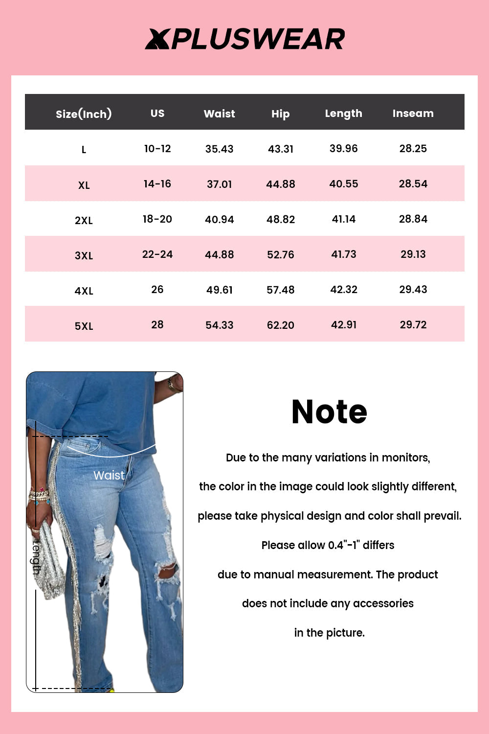 Plus Size Party Blue Casual Strappy Distressed Denim Jeans