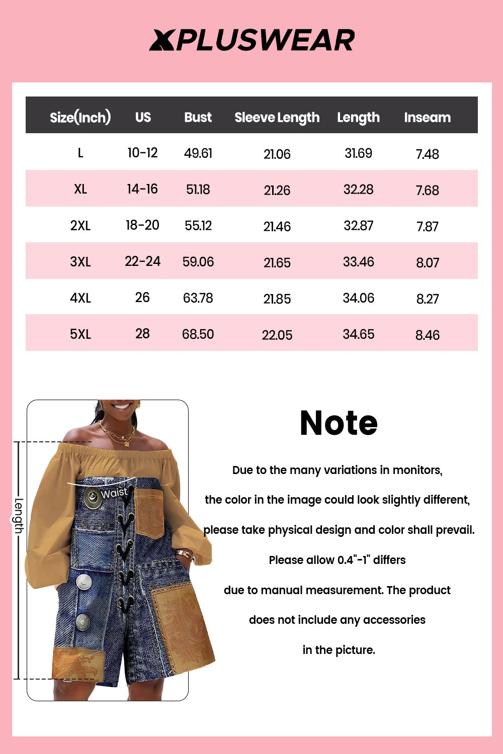 Xpluswear Design Plus Size Daily Khaki Casual All Over Print Off The Shoulder Long Sleeve Pocket Contrast Rompers