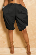 Plus Size Business Casual Black Casual Pocket Jogging Shorts