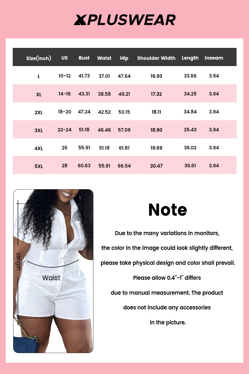 Plus Size Daily White Elegant Shirt Collar Short Sleeve Pocket Rompers